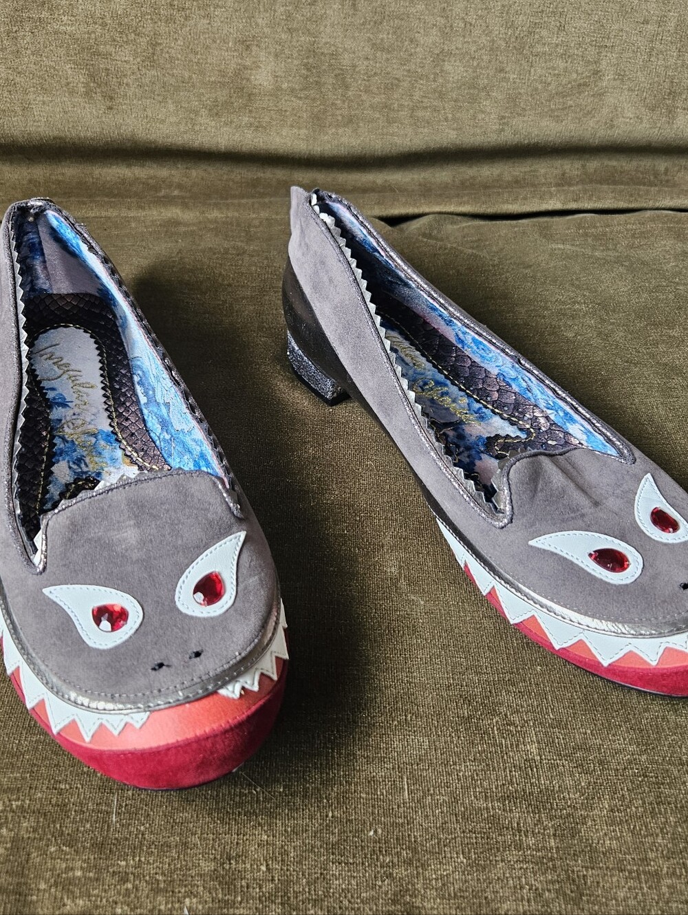 Irregular Choice Mr Shark-o Shark Flats Sharko Glitter Slip On Size 42 US 11 - Picture 8 of 8